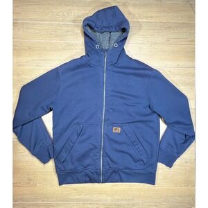 Wells Lamont Sherpa Lined Full Zip Hoodie Navy Blue Mens Size Medium